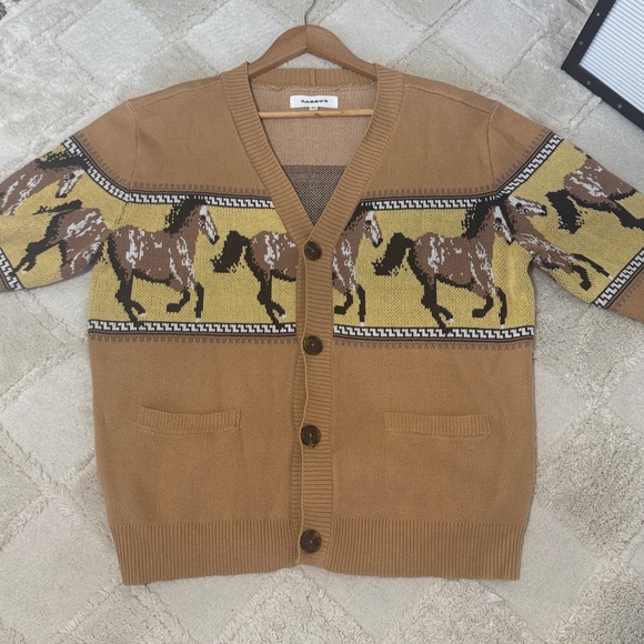 PacSun Sweaters - PACSUN Brown Horse Pattern Cardigan